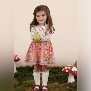 Matilda Jane Floral and Patterned Kids Dress - Pink and Gray